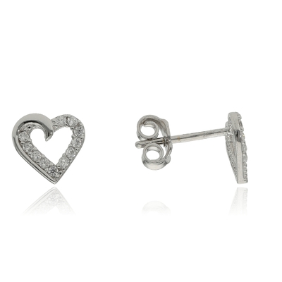 Fehér arany szív fülbevaló (ÖZ-E-530-W_KT)